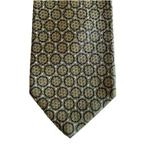 ROBERT TALBOTT Best of Class Men's 100% Silk Tie Tan w Black Circles 65" x 4"